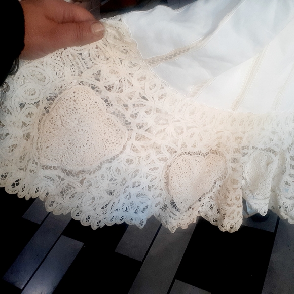 COPY💃BOHO WEDDING NWT Sue Wong White Lace Strappy Dress Crochet HEART Applique - Picture 12 of 17